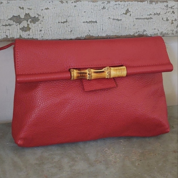 Cecconi Piero Handbags - Cecconi Piero Italian VTG leather bamboo clutch
